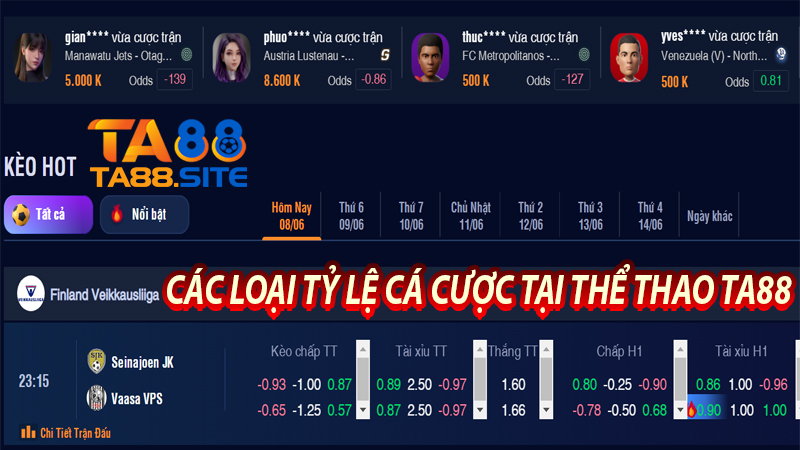 Các loại tỷ lệ cá cược tại thể thao ta88