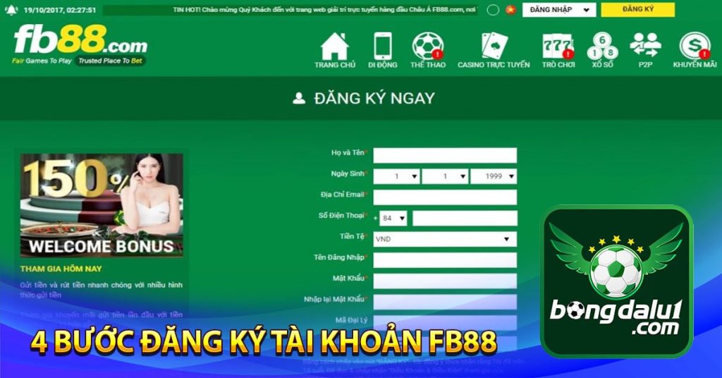 4 bước đăng ký tài khoản FB88